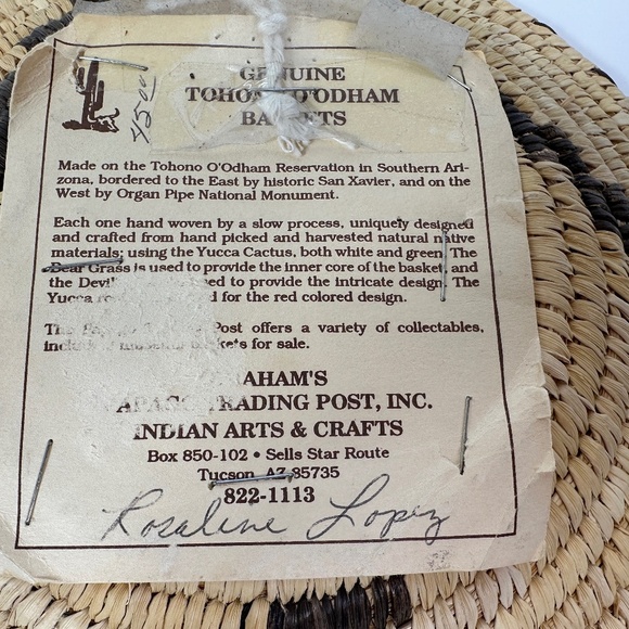 Vintage Tohono O'odham Basket Papago Plate Native Woven Arizona SW 9" - Picture 6 of 8